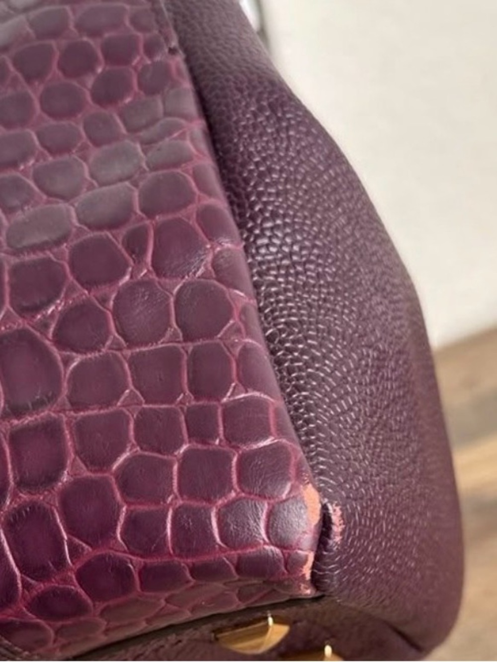 henri bendel Limited Edition Plum Leather Satchel with Gold Hardware - RARE!! - Picture 10 of 13